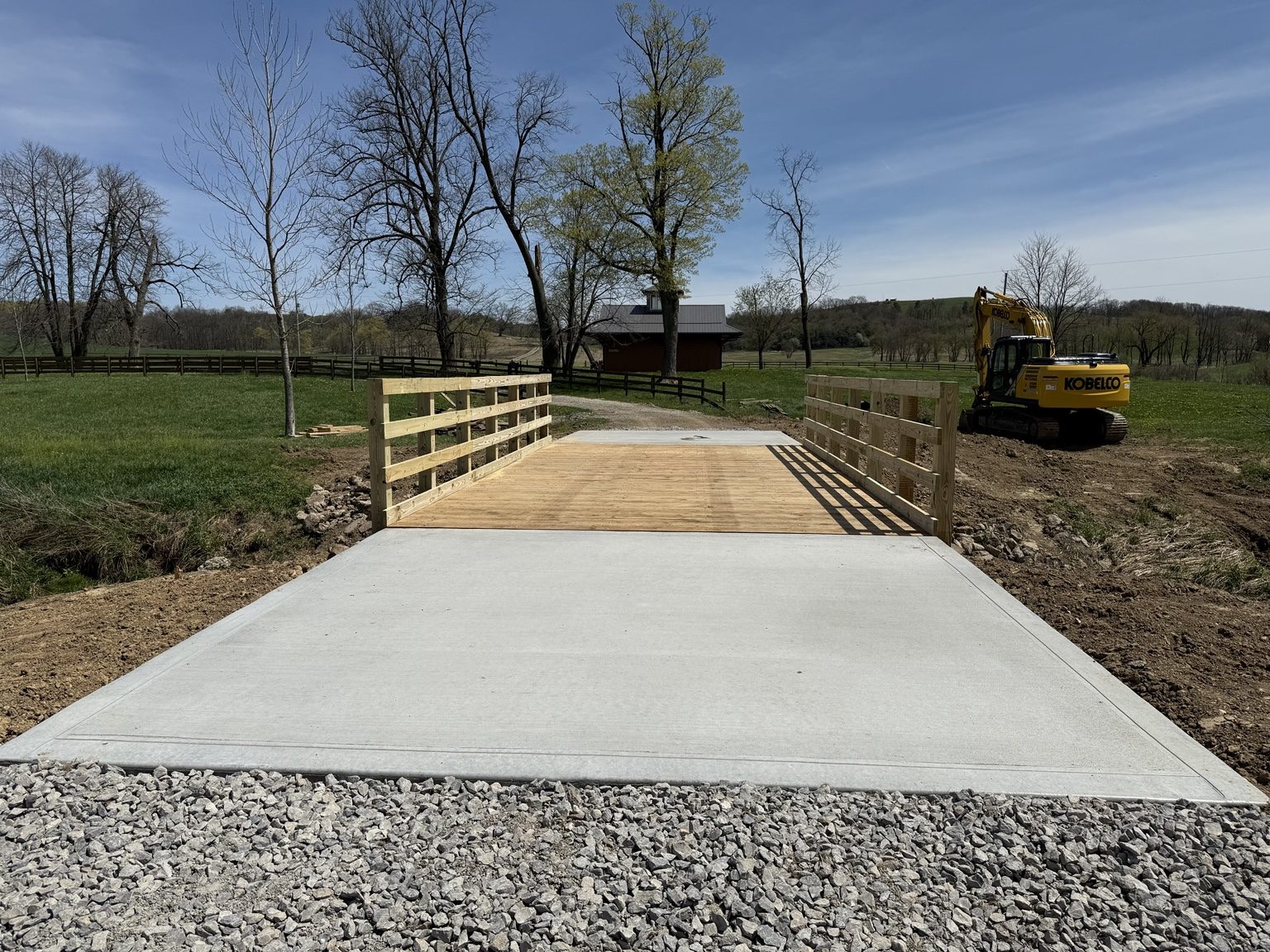 Completed concrete bridge with new approaches